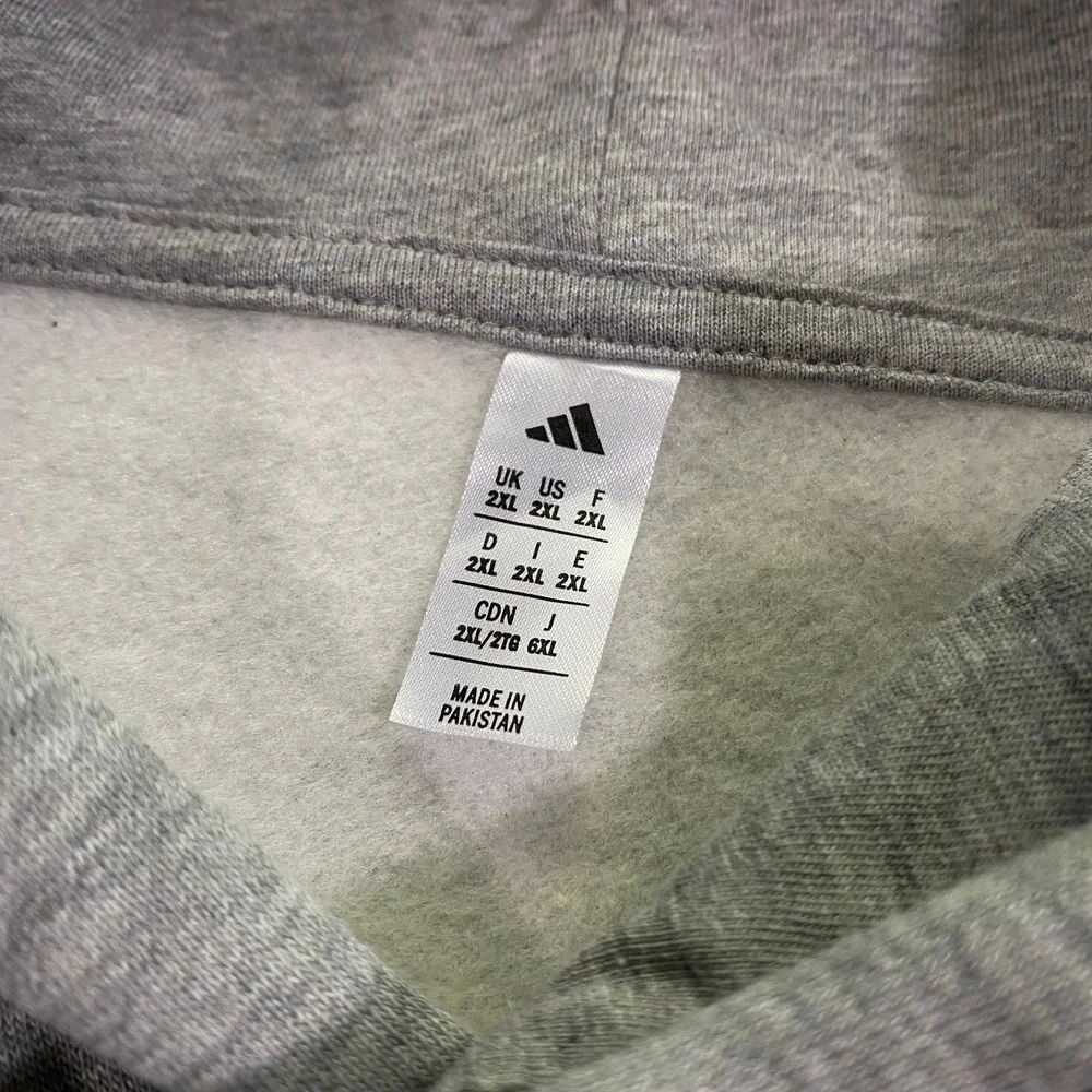 Adidas 3D Retro 70s Striped Logo Hoodie Mens XXL Gray Spell Out Disco Groovy NWT